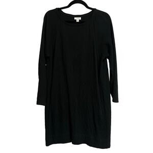 J. Jill PureJill Dress Long Sleeve Black Textured Pockets Knee Length Med Petite